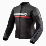 Veste Moto REV'IT REVIT MILE Cuir Noir Rouge