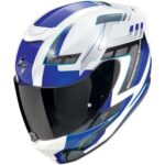 Casco Integral Scorpion Exo-391 Evo Captor Blanco Azul Sport Touring Brillante