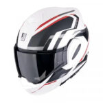 Casco Modular Plegable Scorpion Exo - Tech Evo Furio Blanco Mate Negro Rojo - immagine 4