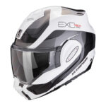 Casque Modulaire Moto Scorpion EXO Tech EVO PRO Commutateur Blanc Argent Touring - immagine 4
