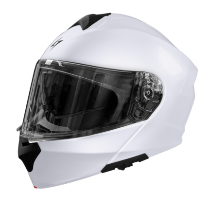 Helm Modular Motorrad Stormer SPIN Weiß Glänzend Visier Sonnenschirm Touring